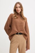 Calvin Klein Jeans sweter damski kolor brązowy ciepły z półgolfem LV044D361G