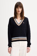 Fred Perry sweter damski kolor granatowy lekki K1102