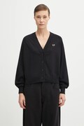 Fred Perry kardigan bawełniany damski kolor czarny lekki K1120
