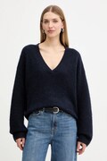 BOSS Orange sweter z dodatkiem wełny damski kolor granatowy 50549185