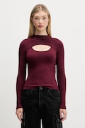 Karl Lagerfeld Jeans pulover culoarea bordo, light, cu turtleneck, A4W18013