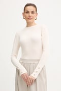 Morgan sweter damski kolor beżowy lekki z półgolfem MCIELO