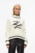 Karl Lagerfeld pulover de lână culoarea alb, cu turtleneck, A4W18051