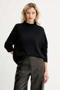 Marc O'Polo sweter z dodatkiem wełny damski kolor czarny lekki z półgolfem 509511860481