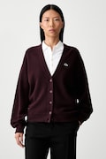 Lacoste kardigan damski z wełną bordowy AF4143
