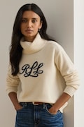 Lauren Ralph Lauren sweter kaszmirowy damski kolor beżowy z golfem 200P03372