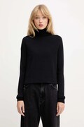 Trussardi sweter wełniany damski kolor czarny lekki z golfem M0106001164N