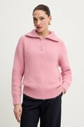 Morgan sweter damski kolor różowy ciepły z półgolfem MFLAMI