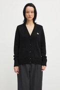 Maison Kitsuné cardigan in lana Baby Fox Lambswool Boxy donna colore nero PW00501KT1006