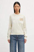 Maison Kitsuné Fox Head Intarsia Merino пуловер от вълна дамски бежов NW00808KM0329