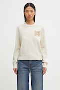 Maison Kitsuné Fox Head Intarsia Merino пуловер от вълна дамски бежов NW00808KM0329