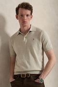 Polo Ralph Lauren sweter z krótkim rękawem męski bawełniany beżowy 710980682