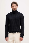 BOSS gyapjú pulóver BECKHAM X BOSS sötétkék, garbónyakú, 50554338