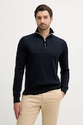 BOSS sweter wełniany męski kolor granatowy z półgolfem 50543155