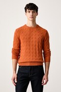 Tommy Hilfiger sweter męski wełniany pomarańczowy MW0MW40442
