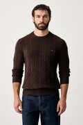 Tommy Hilfiger sweter męski wełniany brązowy MW0MW40442