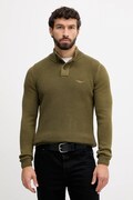Aeronautica Militare sweter bawełniany męski kolor zielony lekki z półgolfem MA1572UL00409