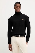 Aeronautica Militare pulover de lână culoarea negru, cu guler, MA1587UL00904