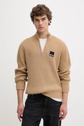 Karl Lagerfeld Jeans sweter bawełniany męski kolor beżowy z półgolfem A4M18034