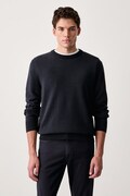 Marc O'Polo sweter męski z dodatkiem wełny granatowy 5000009032