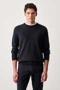 Marc O'Polo sweter męski z dodatkiem wełny granatowy 5000009032