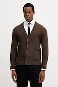 Lindbergh kardigan z dodatkiem wełny męski kolor brązowy 30.800223