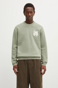Maison Kitsuné sweter wełniany Fox Head Intarsia Merino męski kolor zielony PM00816KM0329