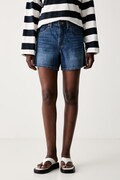 Levi's къс панталон дамски от деним CINCH MID-THIGH син с висока талия 003KI