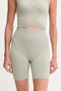 Hummel szorty treningowe damskie kolor zielony gładkie high waist 230078