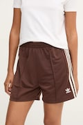 adidas Originals pantaloni scurți Firebird culoarea maro, cu imprimeu, high waist, KD2545