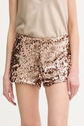 Haveone szorty damskie kolor brązowy z aplikacją medium waist PMA-P251