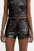 Haveone szorty damskie kolor czarny z aplikacją medium waist PMA-P251