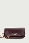 Zadig&Voltaire torebka crossbody damska skórzana ROCK NANO GRAINED LEATHER bordowa LWBA03975