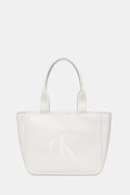 Calvin Klein shopper γυναικεία από απομίμηση δέρματος λευκή LV04F3218G