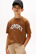 Дитяча бавовняна футболка Tommy Hilfiger колір коричневий з принтом KB0KB09939