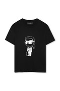 Παιδικό βαμβακερό μπλουζάκι Karl Lagerfeld χρώμα: μαύρο, Z30957