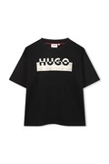 HUGO t-shirt bawełniany dziecięcy kolor czarny z nadrukiem G00435