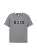 Παιδικό βαμβακερό μπλουζάκι BOSS χρώμα: γκρι, J52360