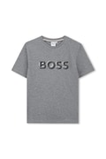 BOSS t-shirt bawełniany dziecięcy kolor szary gładki J52360