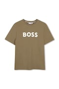 BOSS t-shirt bawełniany dziecięcy kolor zielony z nadrukiem J52711