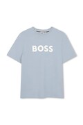 BOSS t-shirt bawełniany dziecięcy kolor niebieski z nadrukiem J52711