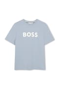 BOSS t-shirt bawełniany dziecięcy kolor niebieski z nadrukiem J52711
