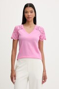 Morgan T-shirt damski bawełniany różowy DMATY