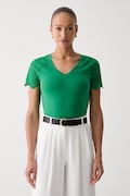 Morgan tricou pentru femei din bumbac verde DMATY