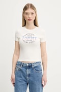 Tommy Jeans t-shirt damski kolor beżowy DW0DW21421