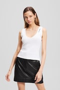 Karl Lagerfeld top din bumbac culoarea alb, A3W17005