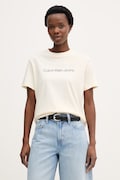 Calvin Klein Jeans t-shirt damski bawełniany beżowy LV047C912G