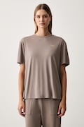 EA7 Emporio Armani T-shirt damski z wiskozą brązowy AF13919.7W000189
