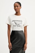 Bavlněné tričko Weekend Max Mara GUGLIA dámské, béžová barva, 2525976031600