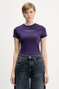 Tommy Jeans tricou din bumbac culoarea violet, DW0DW21550
